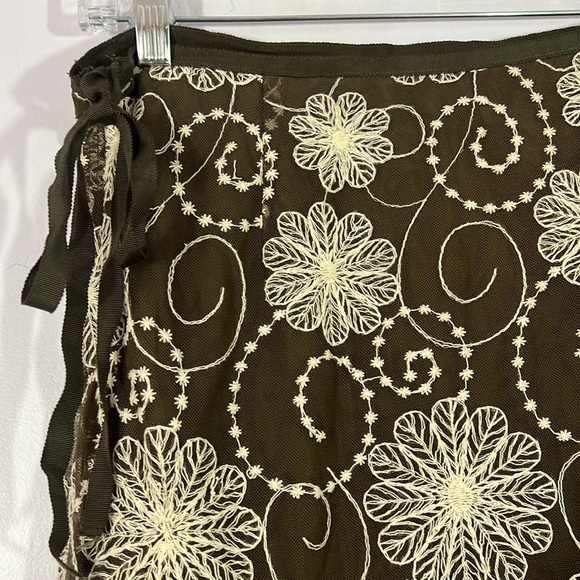 MAX STUDIO SPECIALTY PRODUCTS sweet embroidered skirt, vintage, lined, brown, M - Picture 4 of 5